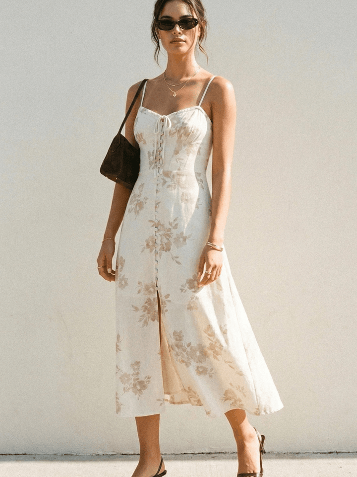 The Garden Party Floral Corset Midi Dress - Jayden P Boutique