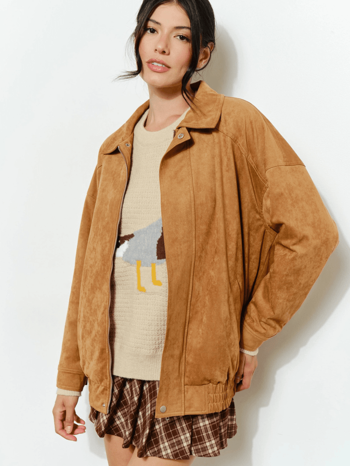 The Halow Vegan Oversized Suede Jacket - Jayden P Boutique