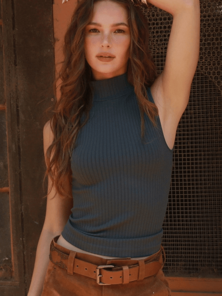 The Harper Ribbed Mock Neck Tank - Jayden P Boutique