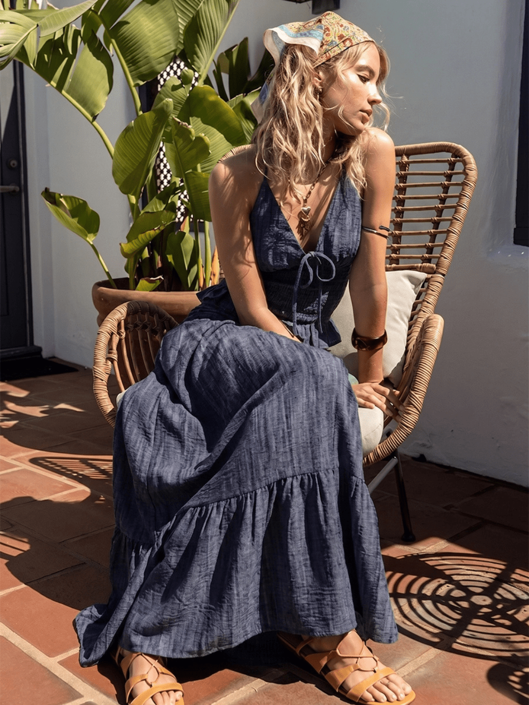 The Indigo Dreams High-Waist Smocked Denim Maxi Skirt - Jayden P Boutique