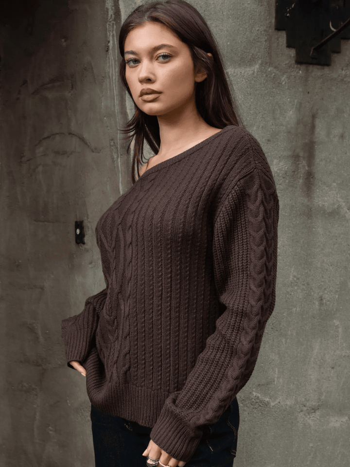 The Isara Oversized Cable Knit Sweater - Jayden P Boutique