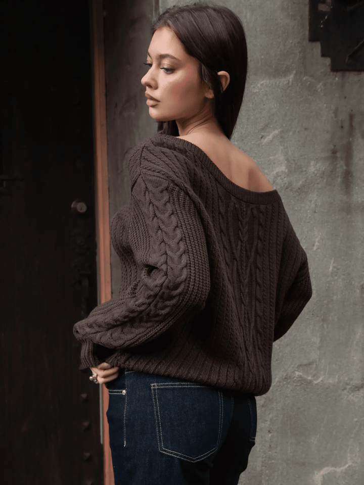 The Isara Oversized Cable Knit Sweater - Jayden P Boutique