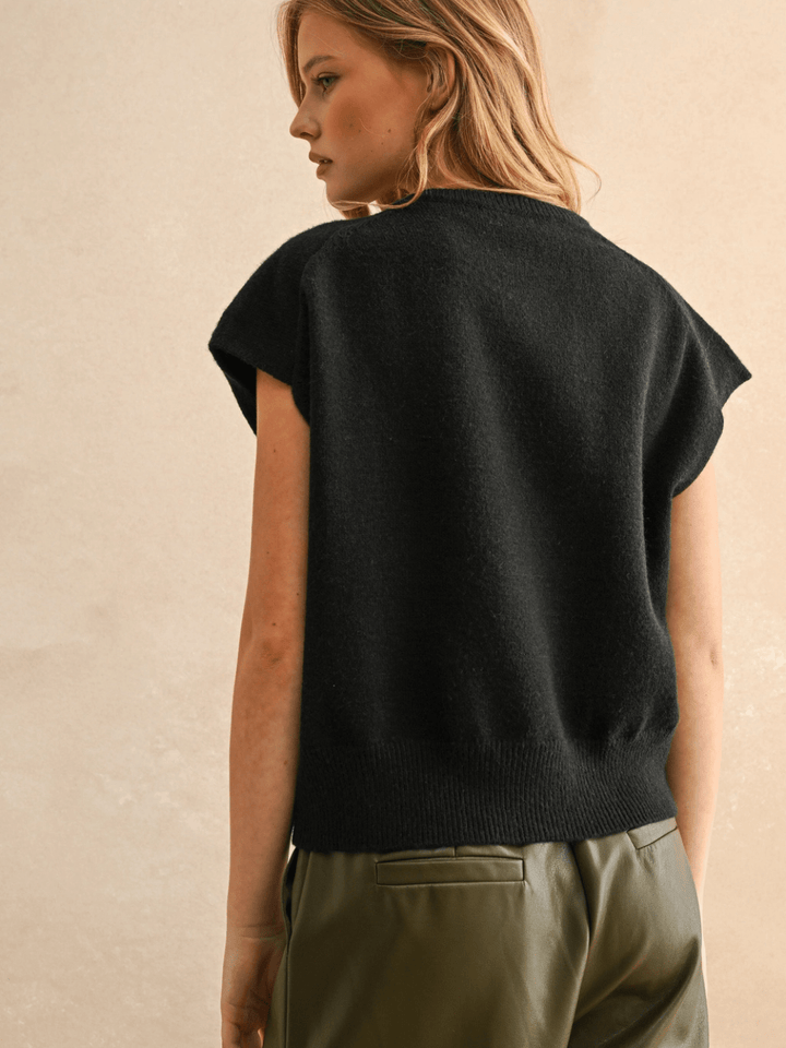 The Maddox Cap Sleeve Knit Sweater Vest - Jayden P Boutique