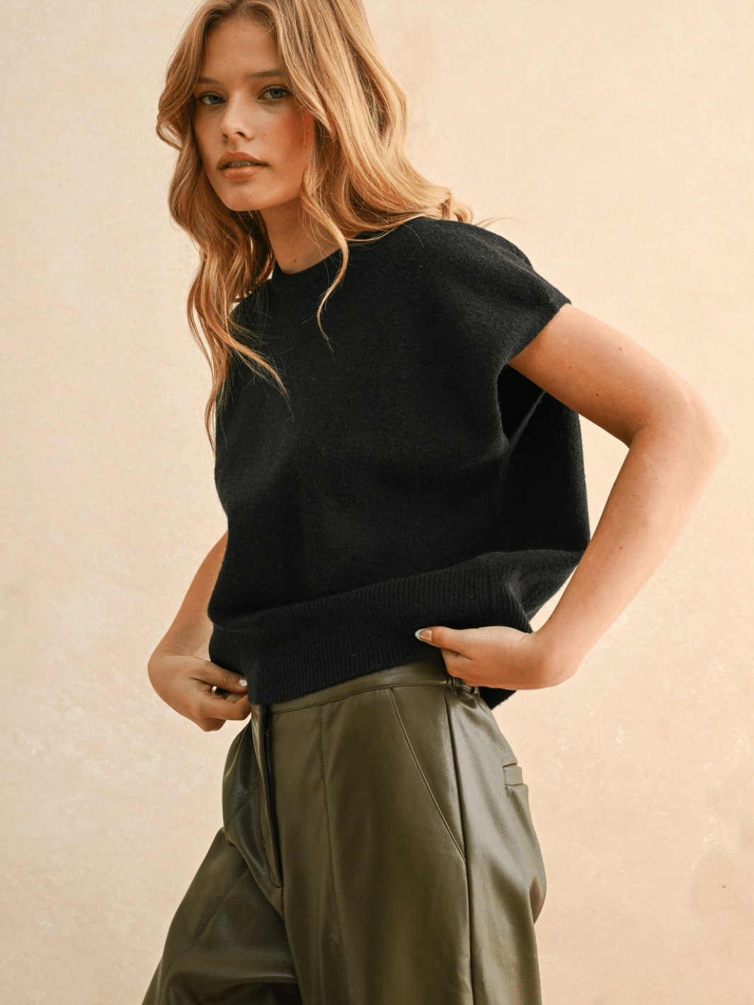 The Maddox Cap Sleeve Knit Sweater Vest - Jayden P Boutique