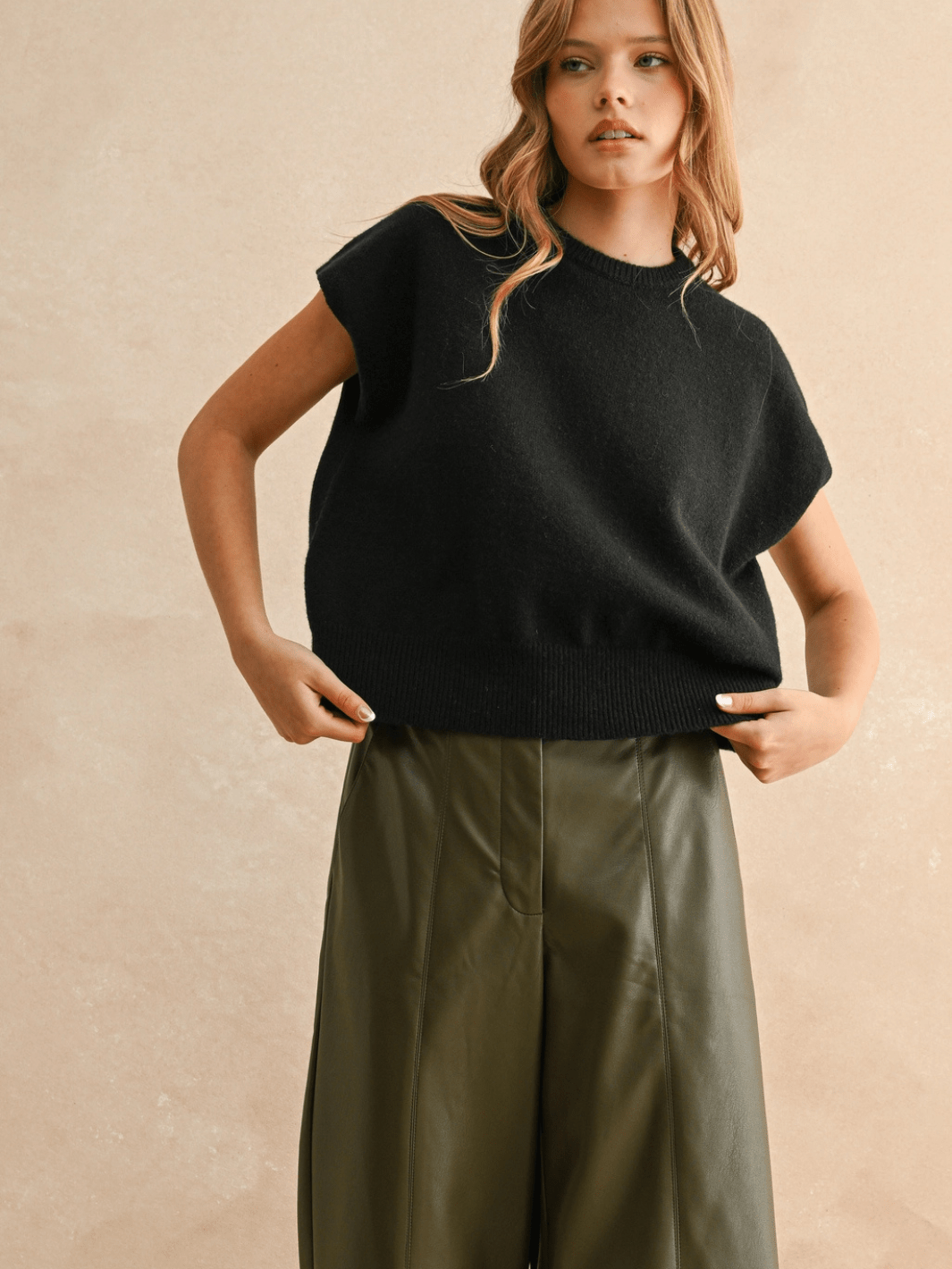 The Maddox Cap Sleeve Knit Sweater Vest - Jayden P Boutique
