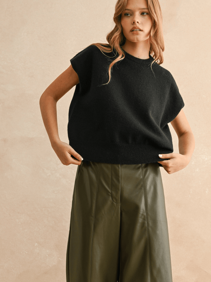 The Maddox Cap Sleeve Knit Sweater Vest - Jayden P Boutique