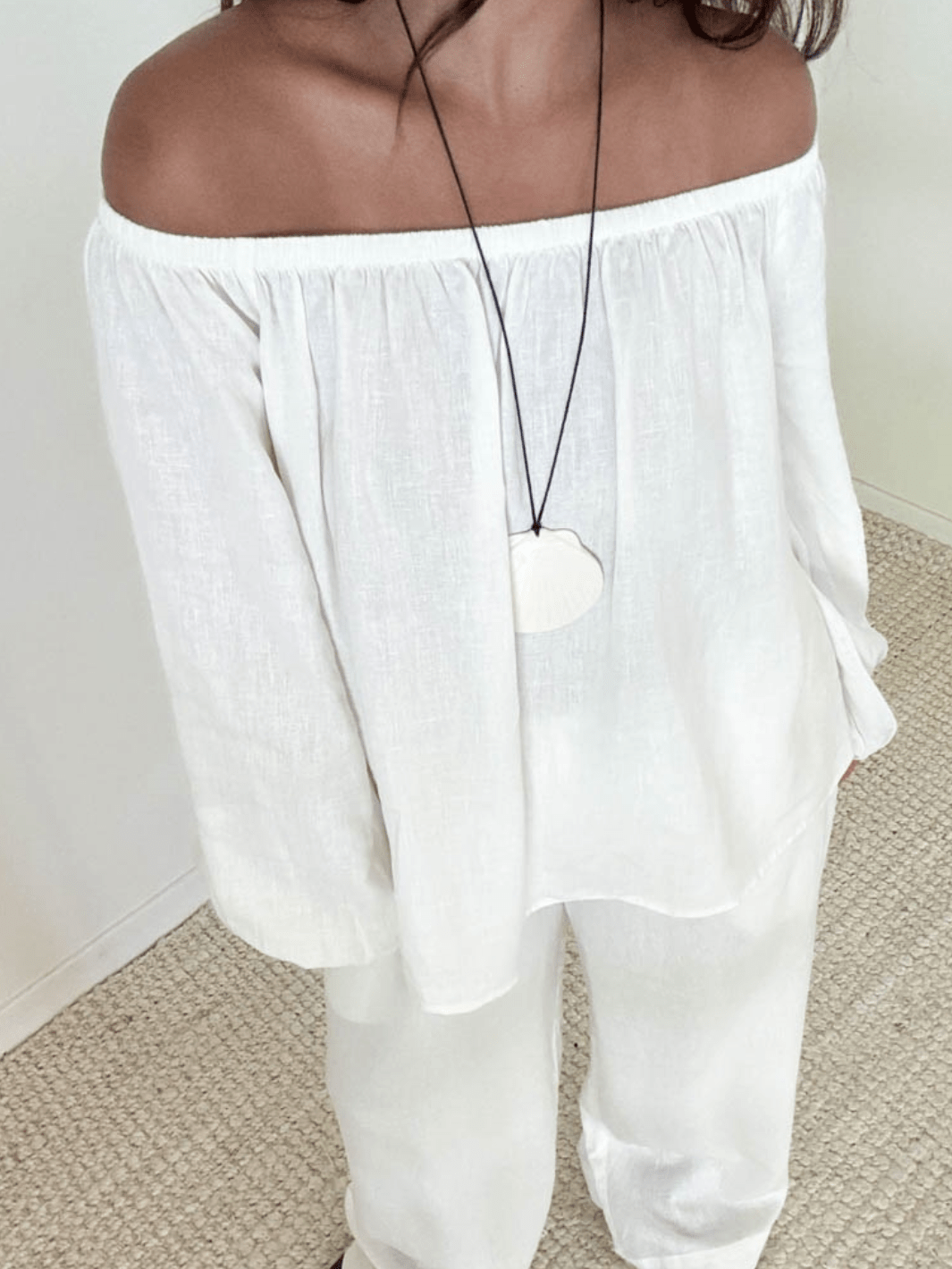 The Marlowe Linen Off the Shoulder Top - Jayden P Boutique