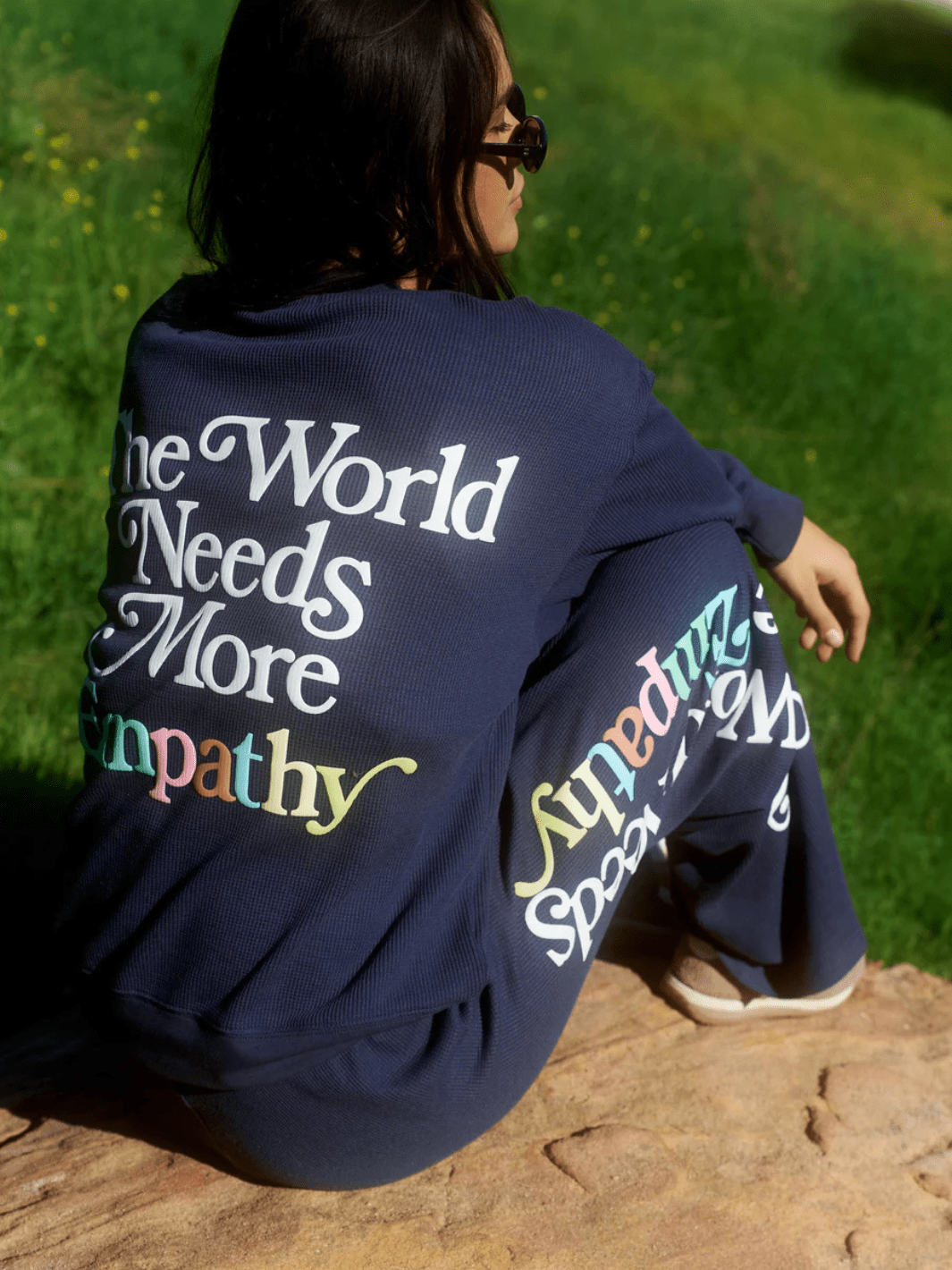 The Mayfair Group - World Needs More Empathy Waffle Classic Crewneck - Jayden P Boutique