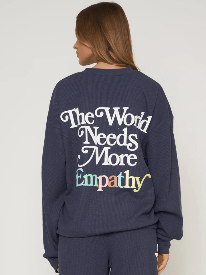 The Mayfair Group - World Needs More Empathy Waffle Classic Crewneck - Jayden P Boutique