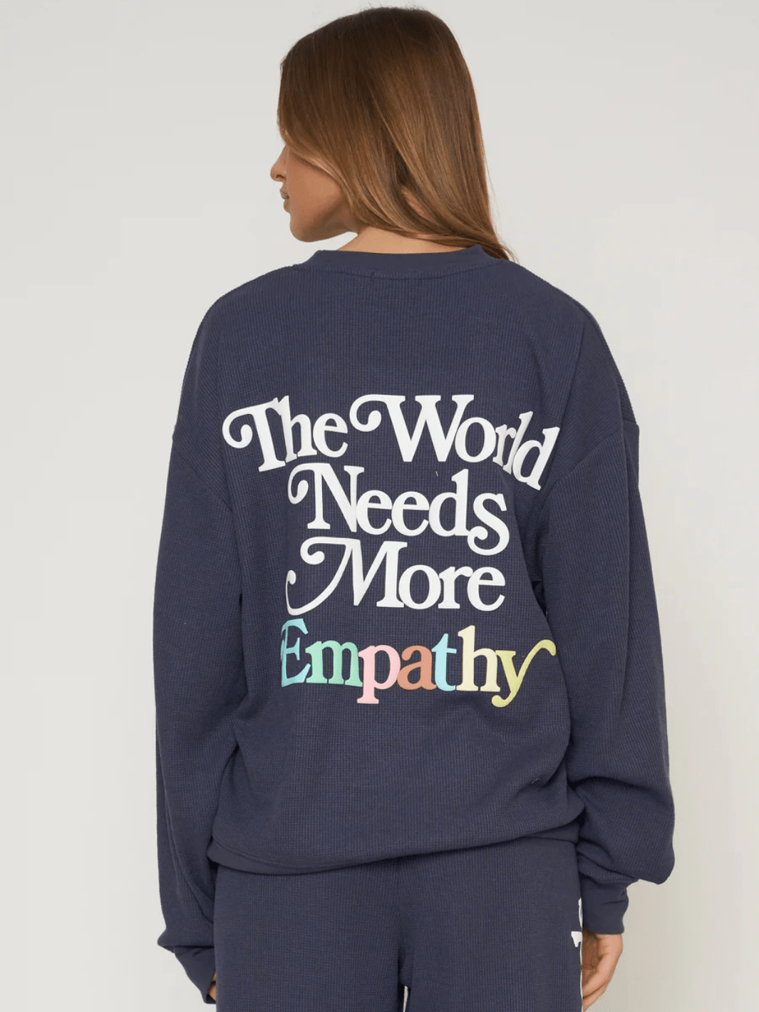 The Mayfair Group - World Needs More Empathy Waffle Classic Crewneck - Jayden P Boutique