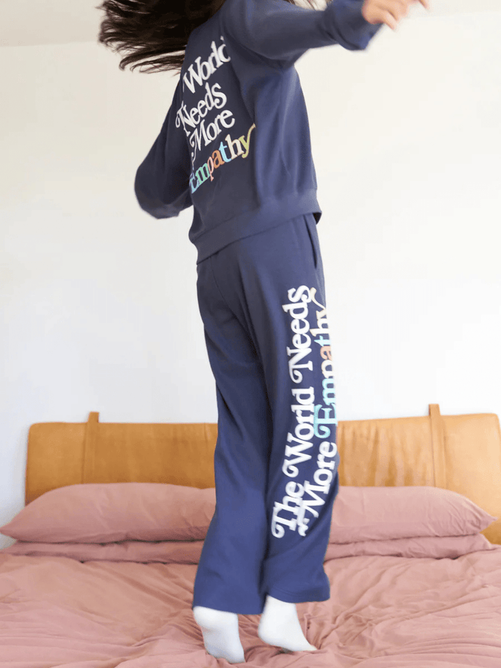 The Mayfair Group - World Needs More Empathy Wide Leg Sweatpants - Jayden P Boutique