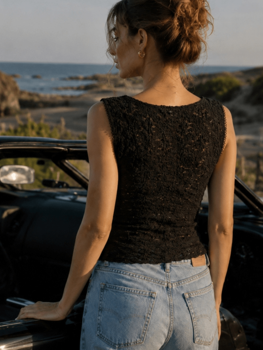 The Noir Floral Lace Cropped Tank Top - Jayden P Boutique