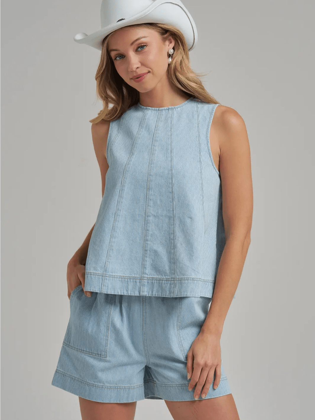 The Sutton Pinstripe Denim Shorts - Jayden P Boutique