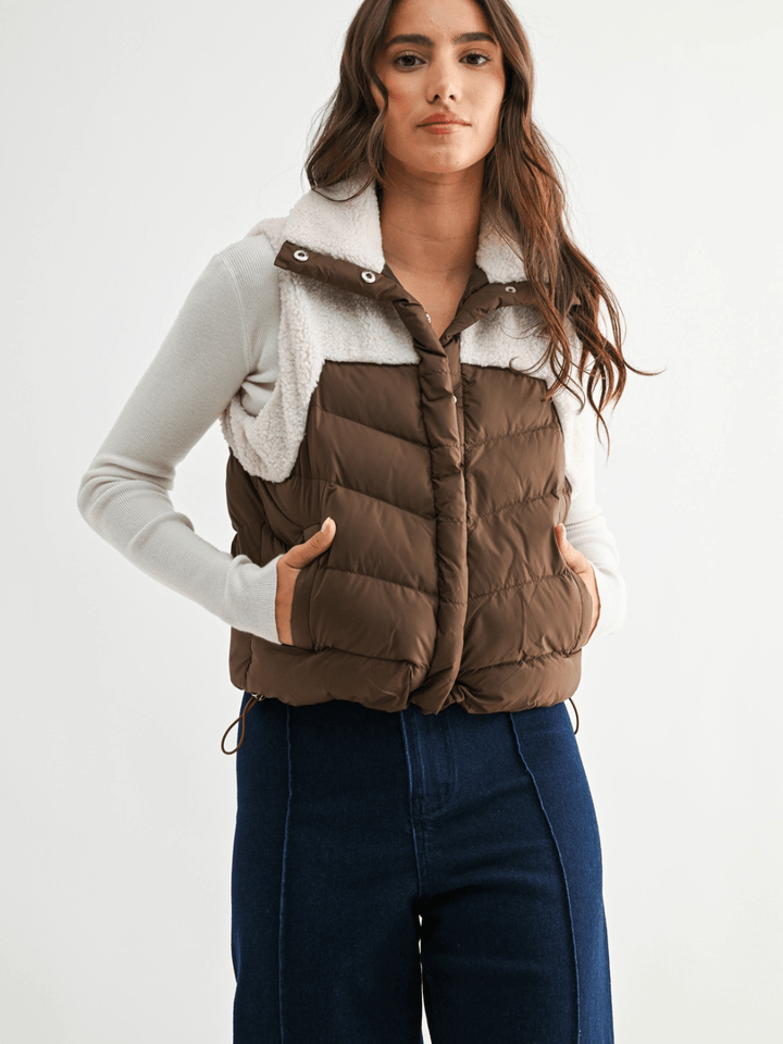 The Willow Sherpa Puffer Vest - Jayden P Boutique