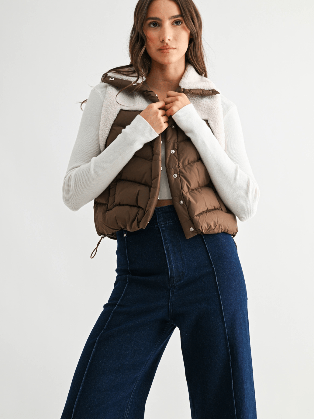 The Willow Sherpa Puffer Vest - Jayden P Boutique