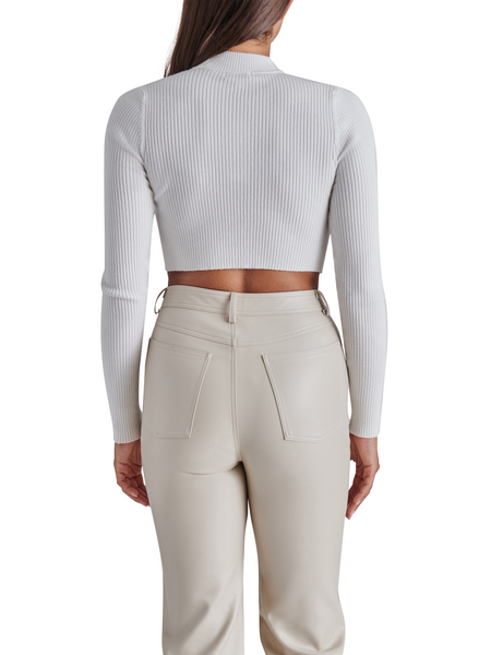STEVE MADDEN OLLIE CUTOUT CROPPED SWEATER - WHITE