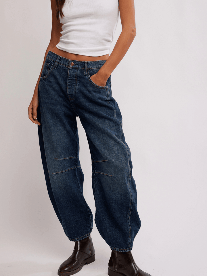 Free People Good Luck Mid Rise Barrel Jeans - Jayden P Boutique