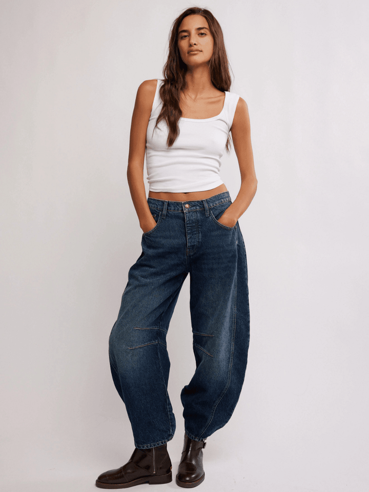 Free People Good Luck Mid Rise Barrel Jeans - Jayden P Boutique