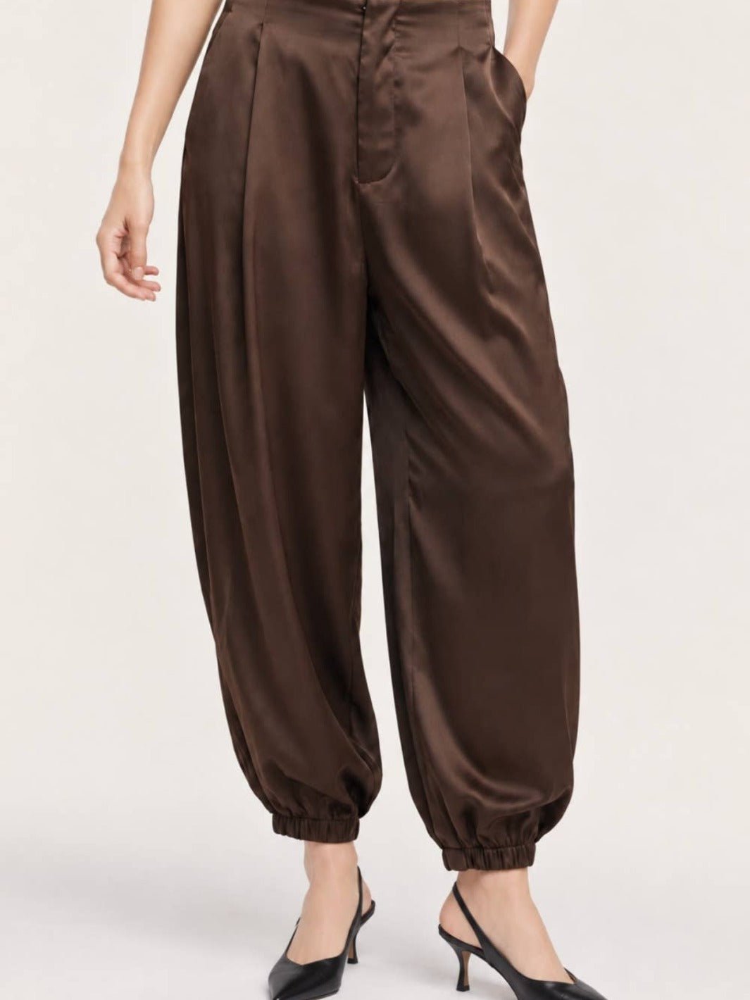Women's | Riviera Pleated Satin Balloon Pants by Miss Love | Jayden P Boutique
