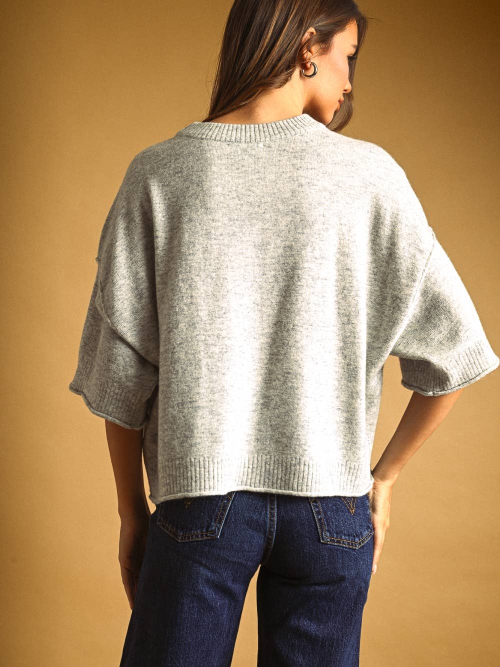 Sable Cropped Knit Top in Heather Grey | Jayden P Boutique