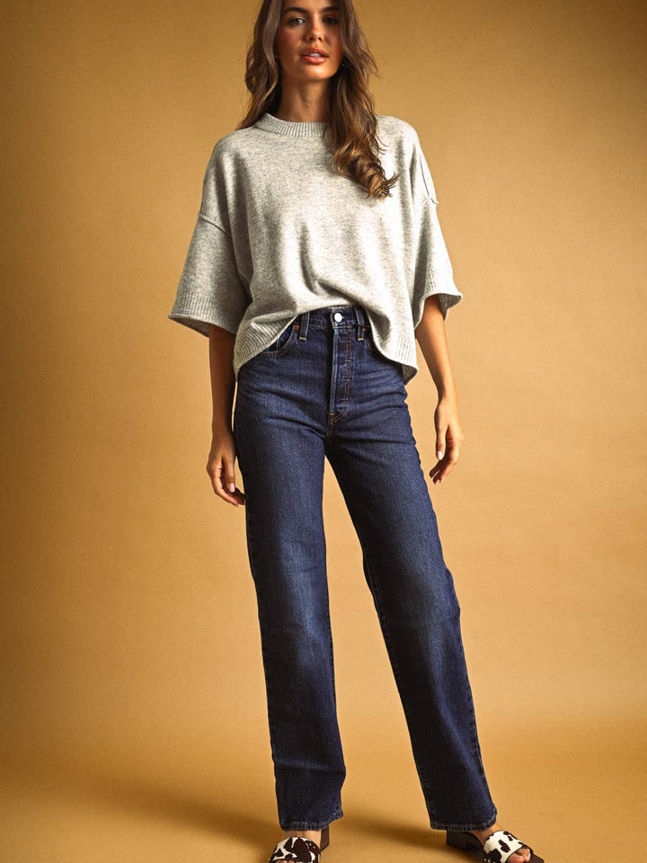 Sable Cropped Knit Top in Heather Grey | Jayden P Boutique