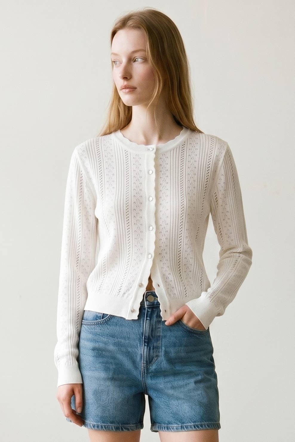 Women's | The Helen Pointelle Cardigan - Jayden P Boutique