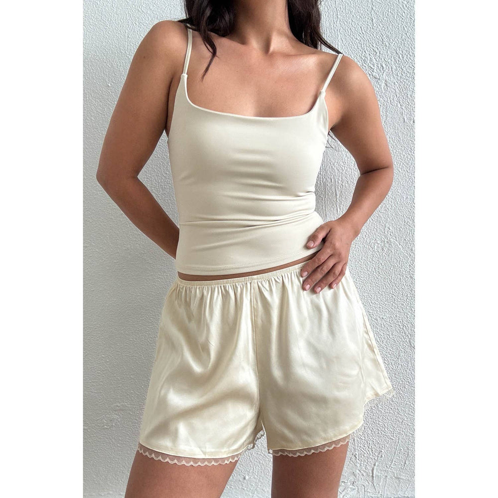 Women's | The Reverie Satin Lace Trim Shorts - Jayden P Boutique