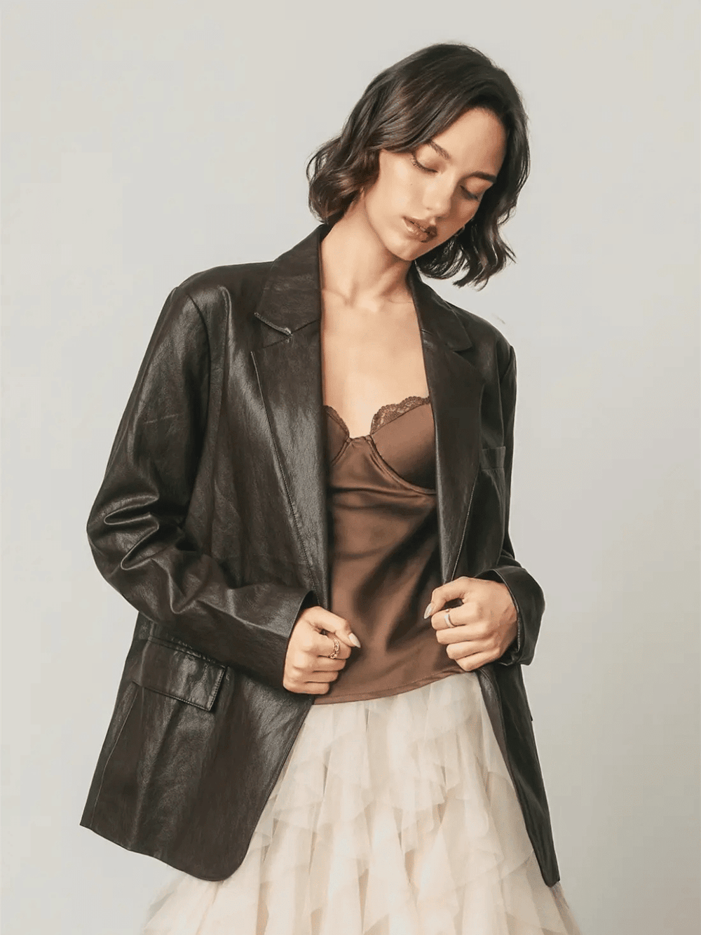 Women's | The Uptown Faux Leather Blazer by Dress Forum | Jayden P Boutique