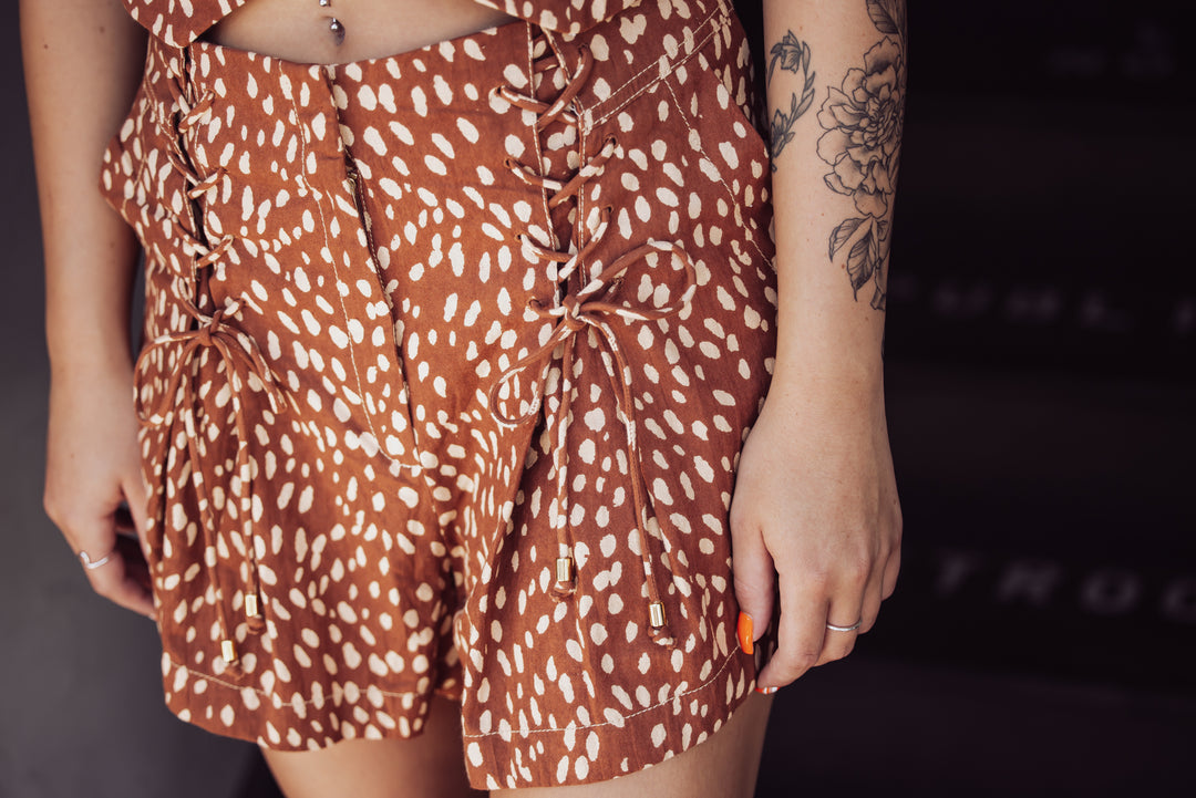 Free People Bennett Fawn Combo Shorts