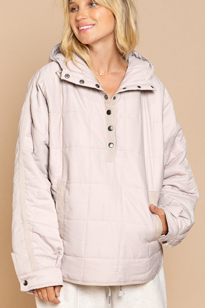 CADE POCKETED BUTTON DOWN PUFFER JACKET#color_cream