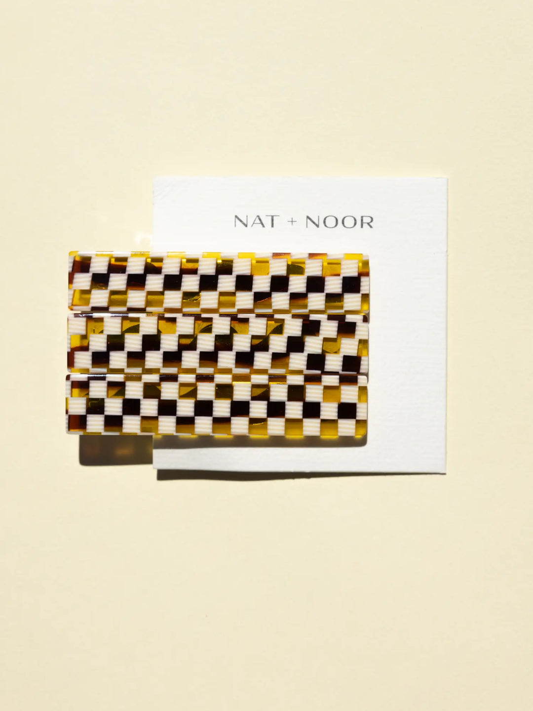 NAT & NOOR FLORA HAIR CLIP SET - CHECKERED BROWN