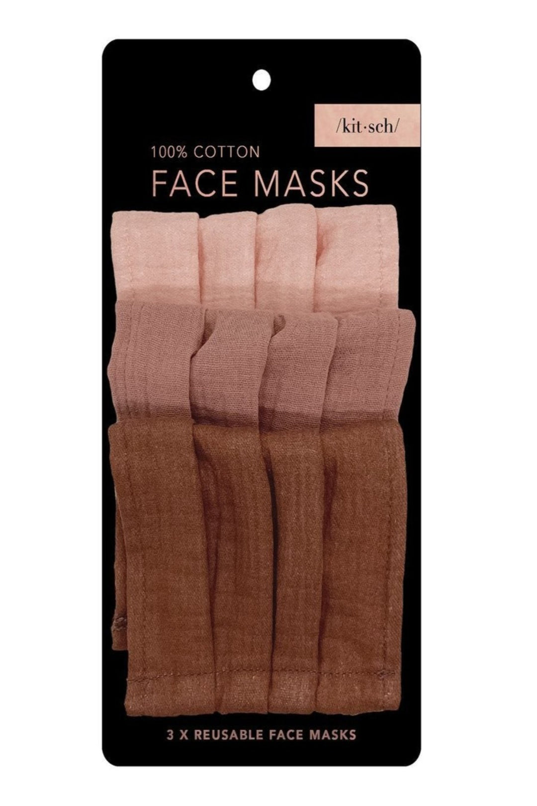 KITSCH STAY SAFE COTTON FACE MASK - 3 PIECE SET IN DUSTY ROSE