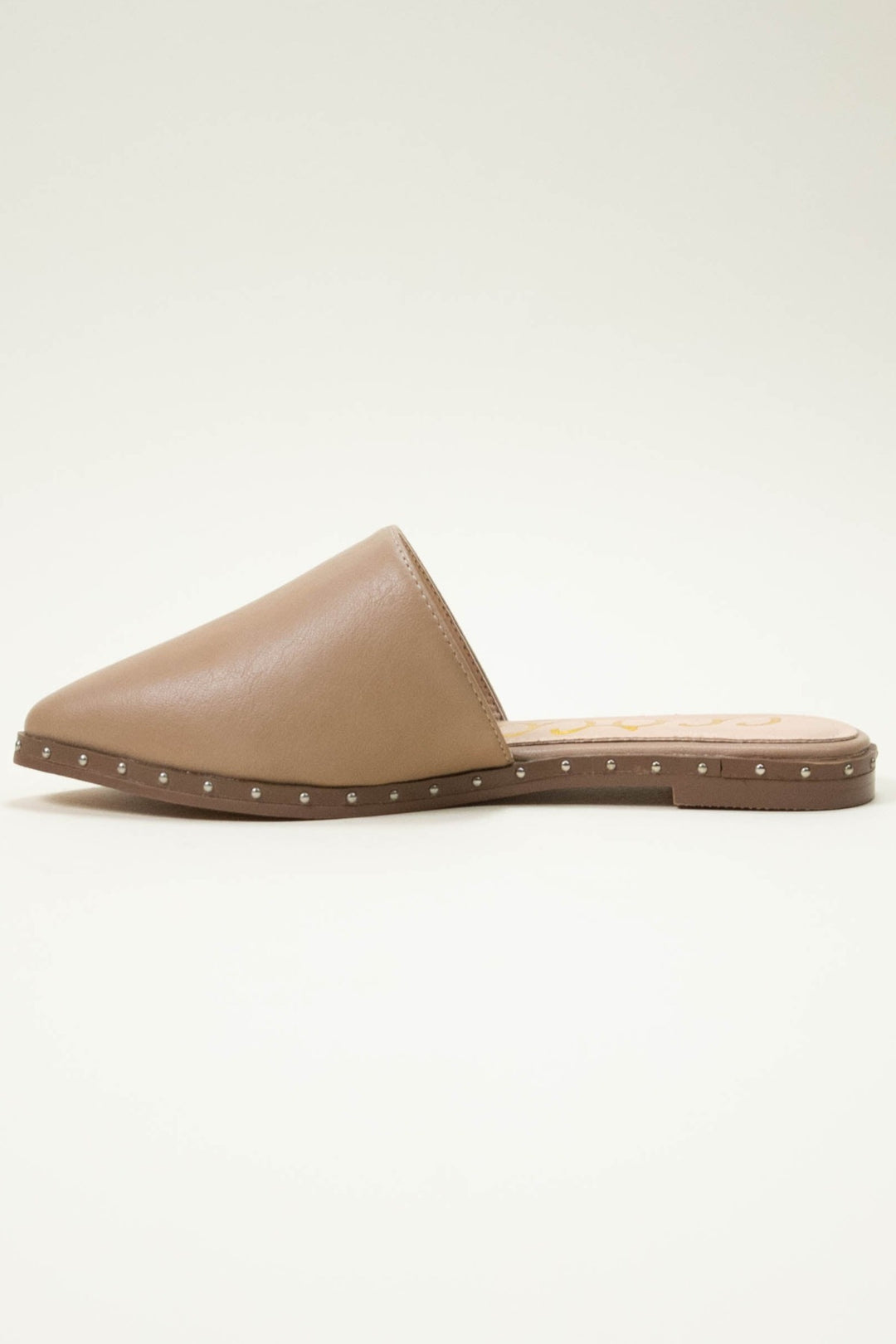 Monroe Studded Pointed Toe Mule Slides - Taupe
