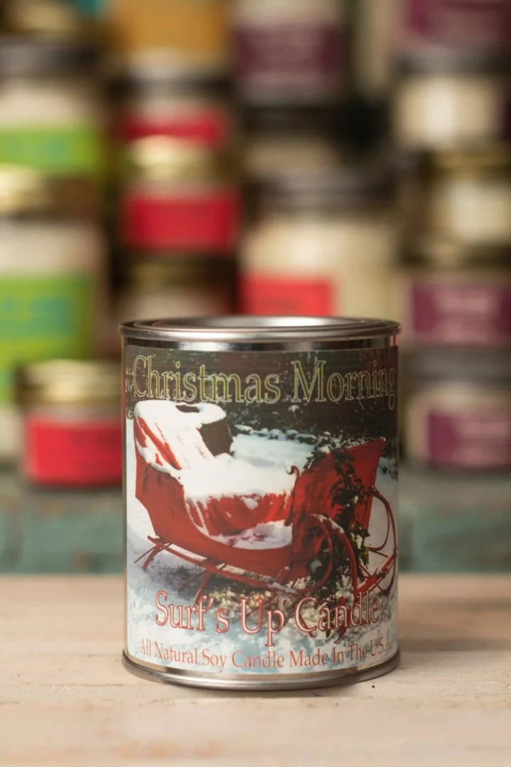 SURF'S UP CANDLE - PAINT CAN SOY CANDLE 16 OZ - CHRISTMAS MORNING