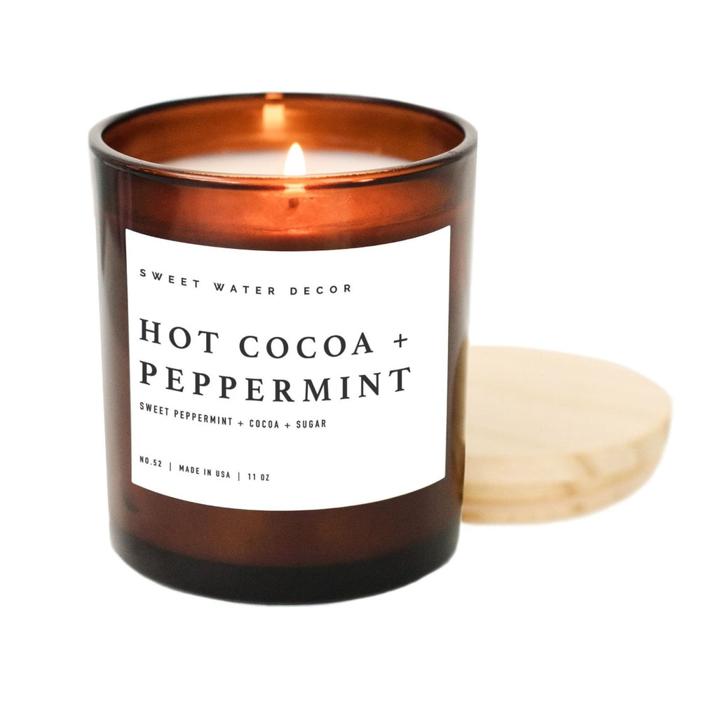 HOT COCOA + PEPPERMINT AMBER JAR CANDLE