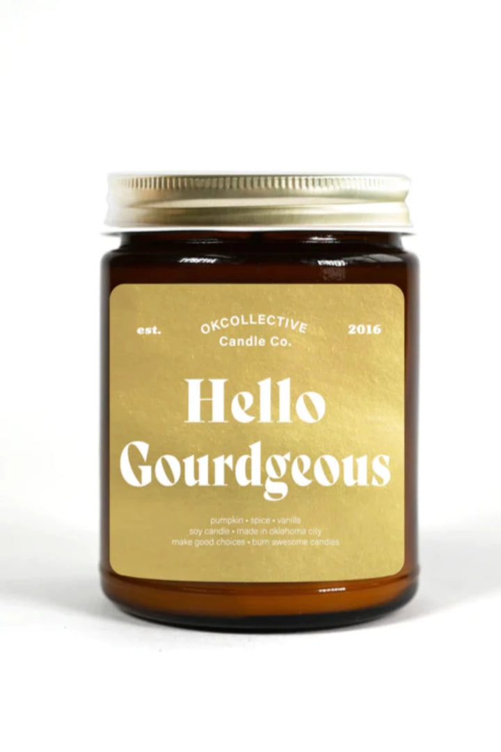 HELLO GOURDGEOUS HOLIDAY Soy Candle - 8oz. OKcollective Candle Co. JAYDEN P BOUTIQUE