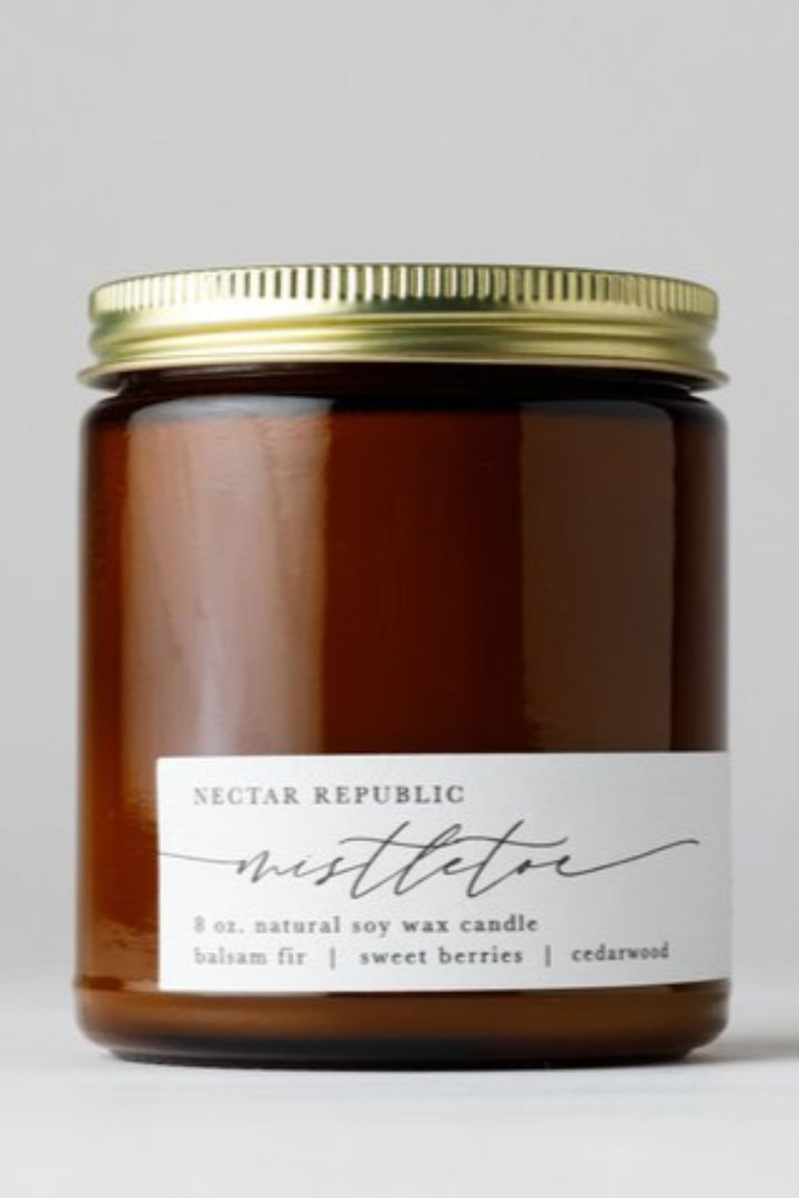Nectar Republic - Amber Jar Soy Candle 8 oz - Mistletoe