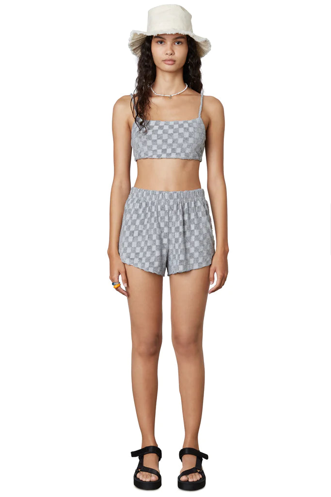 CHECKMATE TERRYCLOTH SHORTS - HEATHER GREY
