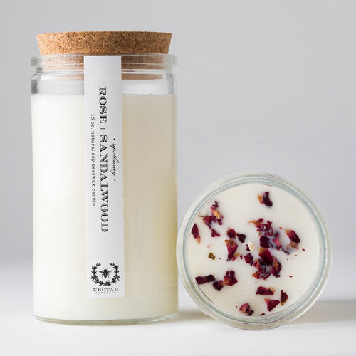 Nectar Republic - Apothecary Collection Soy Candle 16 oz - Rose Sandalwood