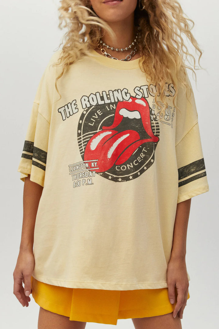 DAYDREAMER - ROLLING STONES CONCERT STAMP TEE - LIGHT YELLOW