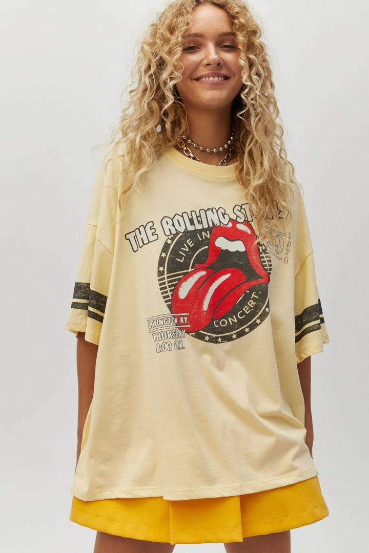 DAYDREAMER - ROLLING STONES CONCERT STAMP TEE - LIGHT YELLOW