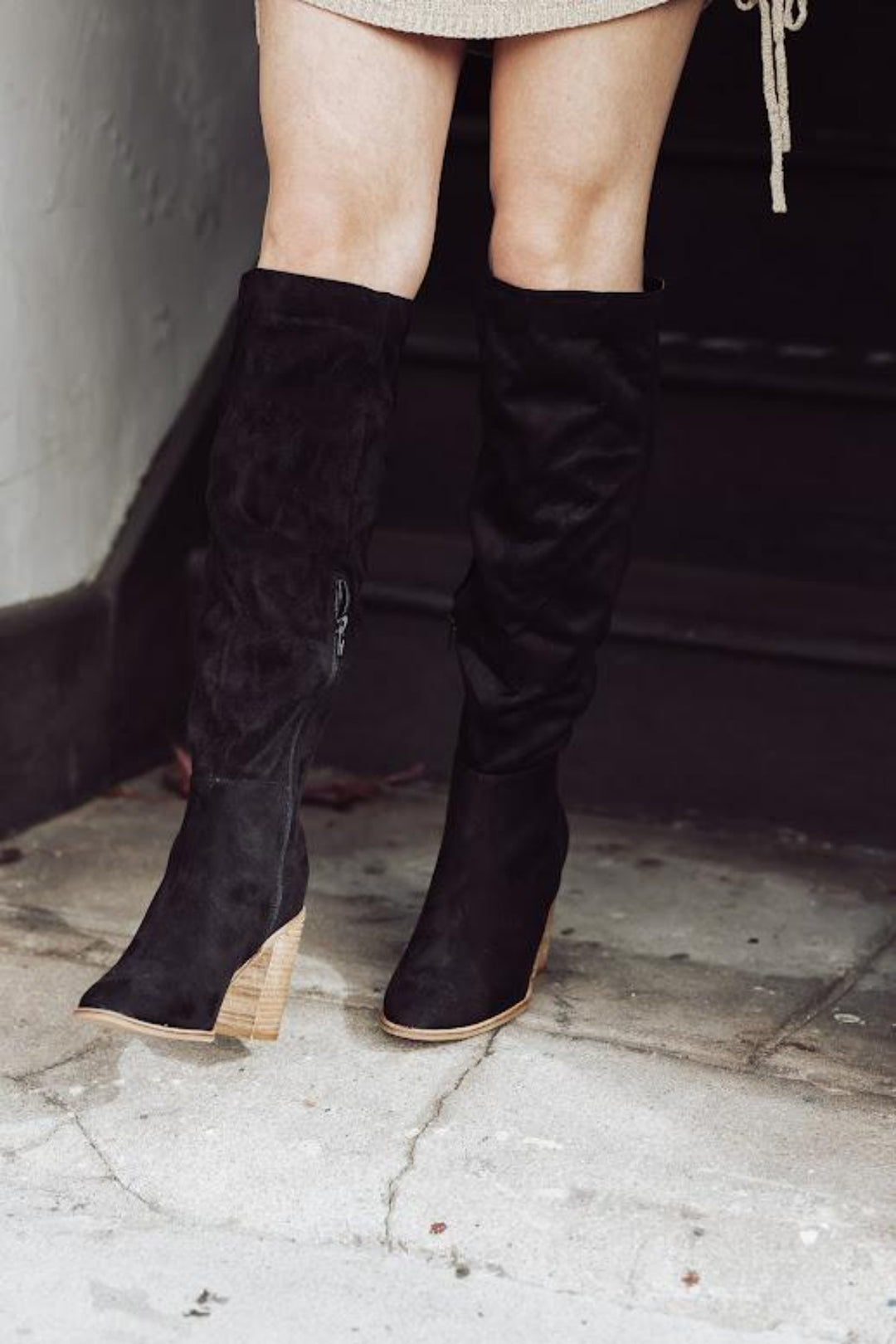 NICOLE FAUX SUEDE KNEE HIGH BOOT#color_black