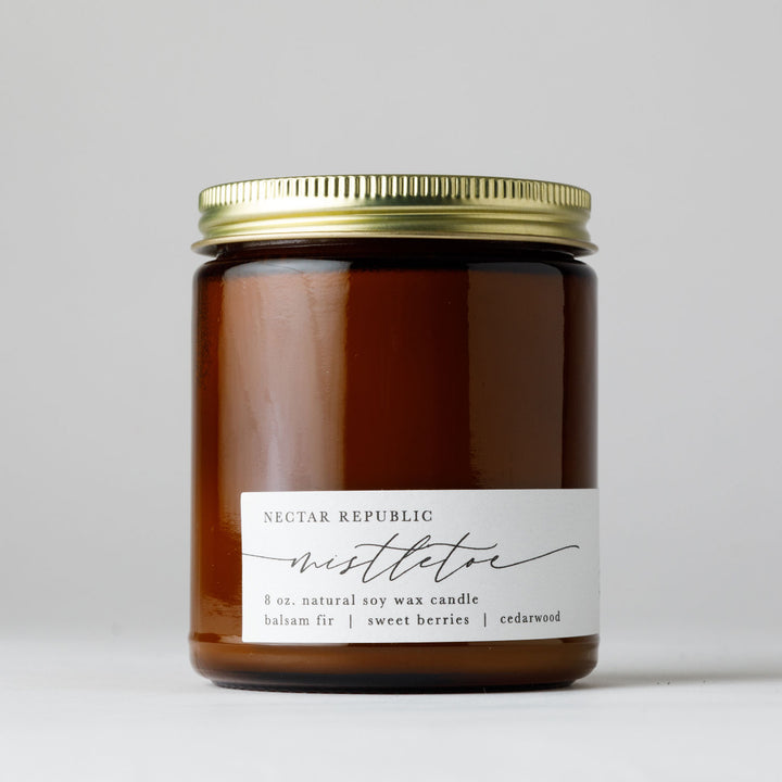 Nectar Republic - Amber Jar Soy Candle 8 oz - Mistletoe