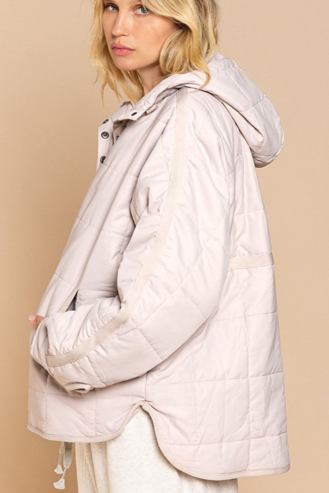 CADE POCKETED BUTTON DOWN PUFFER JACKET#color_cream